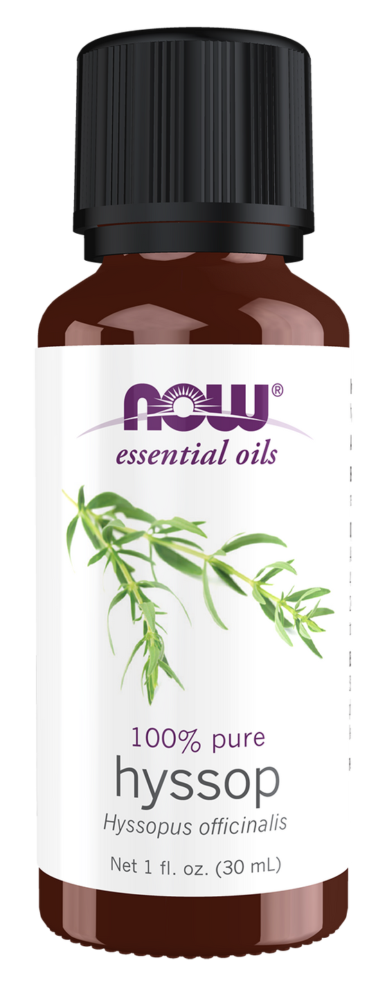 NOW Essential Oils, Hyssop Oil, Undiluted, Steam Distilled, 1 fl. oz
