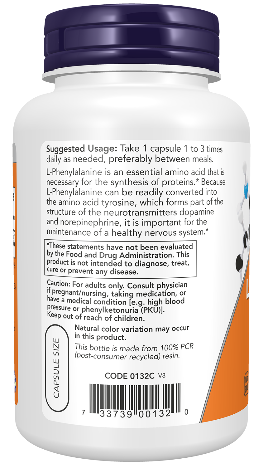 NOW Supplements, L-Phenylalanine 500 mg, Amino Acid, 120 Veg Caps