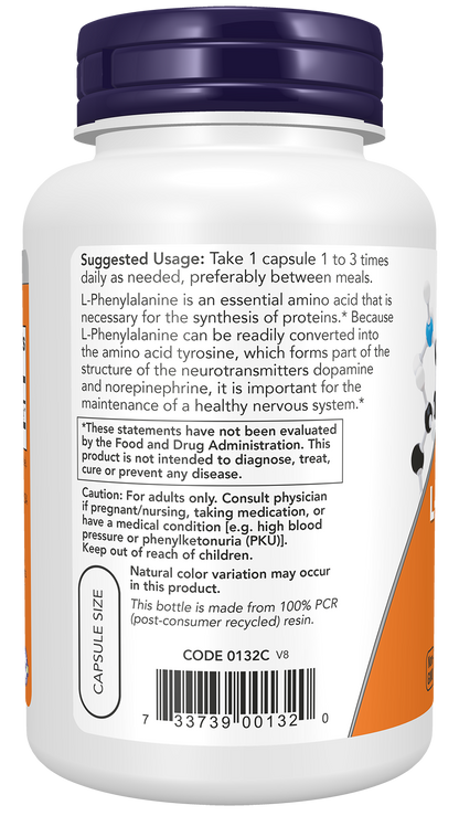 NOW Supplements, L-Phenylalanine 500 mg, Amino Acid, 120 Veg Caps