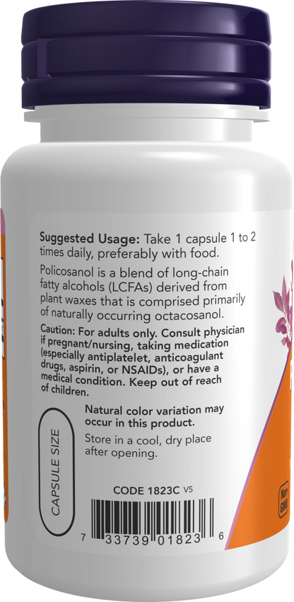 NOW Supplements, Policosanol 10 mg, Blend of LCFAs, 90 Veg Caps