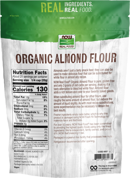 NOW Foods, Organic Almond Flour, Superfine, Blanched, 16 oz
