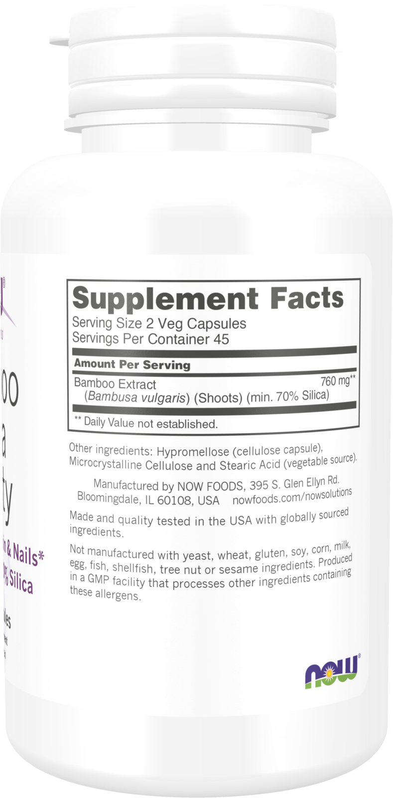 NOW Solutions, Bamboo Silica Beauty, Hair, Skin & Nails*, 90 Veg Caps