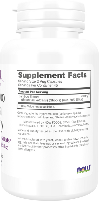 NOW Solutions, Bamboo Silica Beauty, Hair, Skin & Nails*, 90 Veg Caps