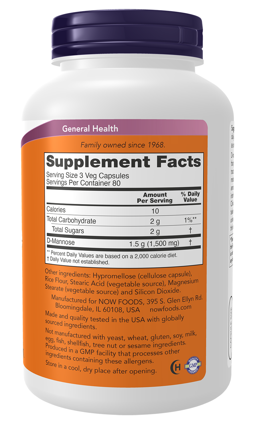 NOW Supplements, D-Mannose 500 mg, Healthy Urinary Tract*, 240 Veg Caps