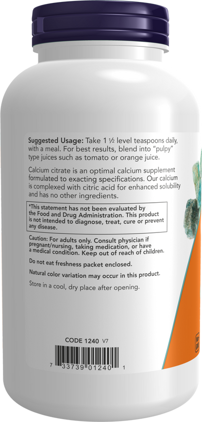 NOW Supplements, Calcium Citrate Powder, Supports Bone Health*, 8 oz