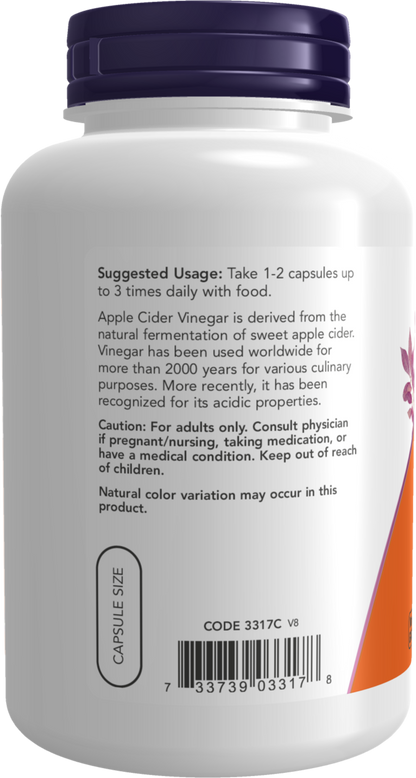 NOW Supplements, Apple Cider Vinegar 450 mg, 180 Veg Caps