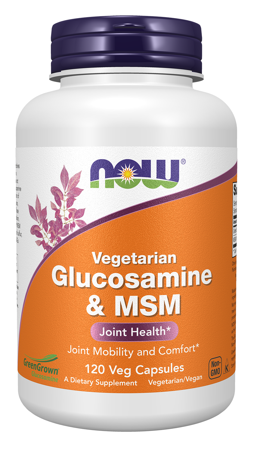 NOW Supplements, Vegetarian Glucosamine & MSM, w/GreenGrown®, 120 Veg Caps