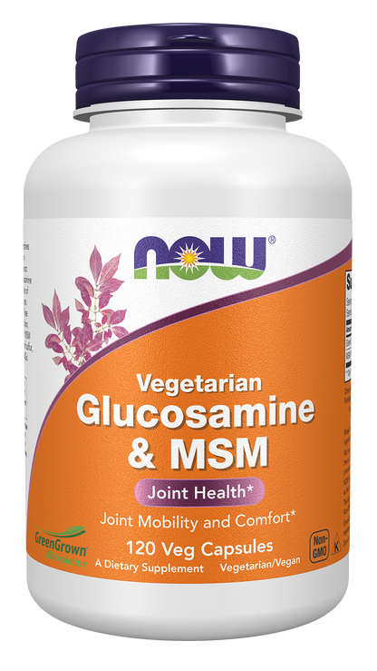 NOW Supplements, Vegetarian Glucosamine & MSM, w/GreenGrown®, 120 Veg Caps