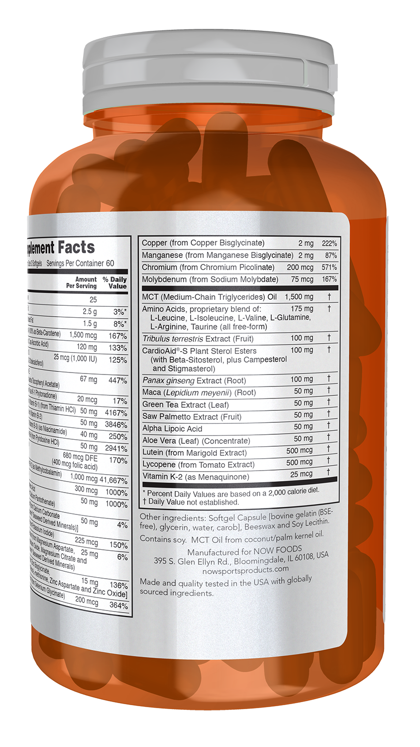 NOW Sports, Men's Active Sports Multi, Daily Multivitamin, 180 Softgels