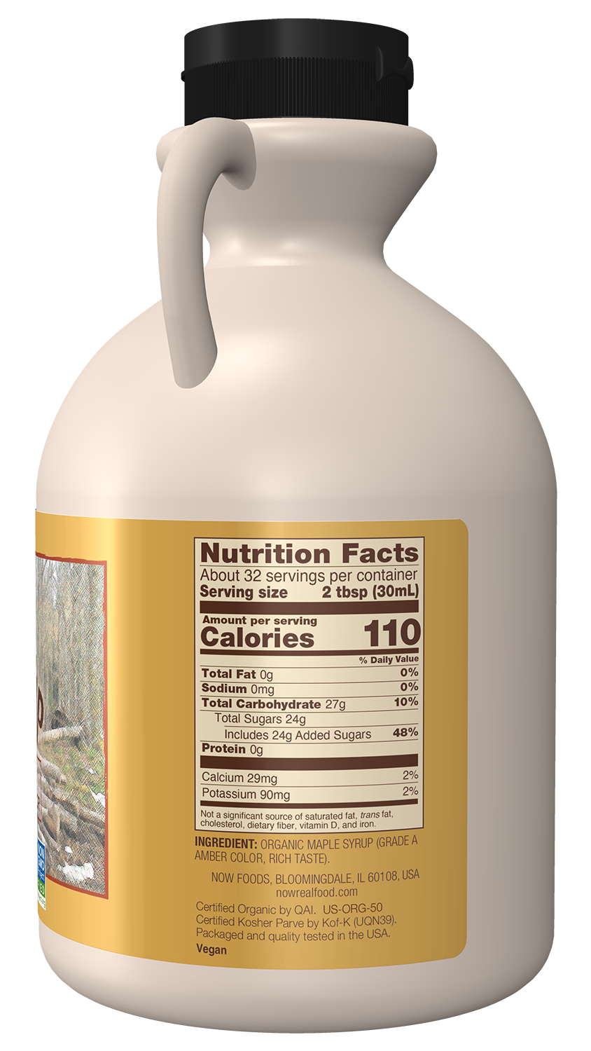 NOW Foods, Certified Organic Maple Syrup, Grade A Amber Color, 32 fl. oz
