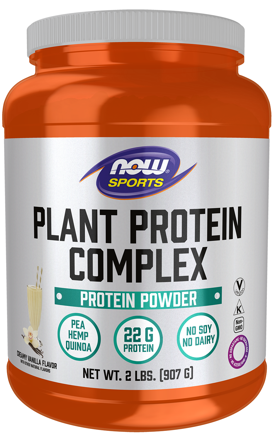 NOW Sports, Plant Protein Complex  22g, Creamy Vanilla, 2 lbs