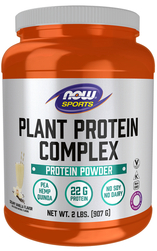 NOW Sports, Plant Protein Complex  22g, Creamy Vanilla, 2 lbs
