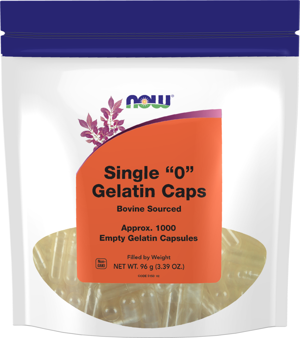 NOW Supplements, Empty Gelatin Caps, Single "0", Bovine, 1,000 Gel Caps