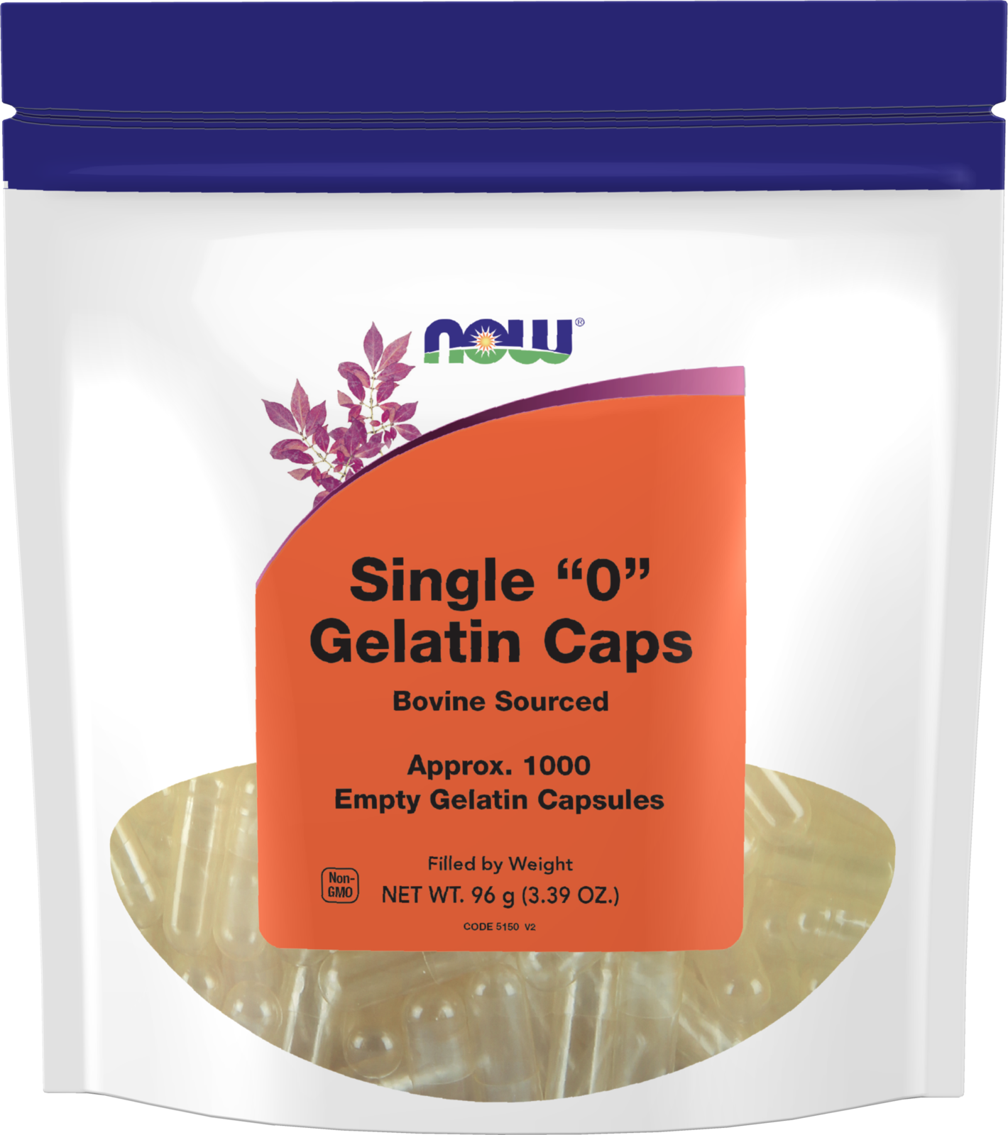 NOW Supplements, Empty Gelatin Caps, Single "0", Bovine, 1,000 Gel Caps
