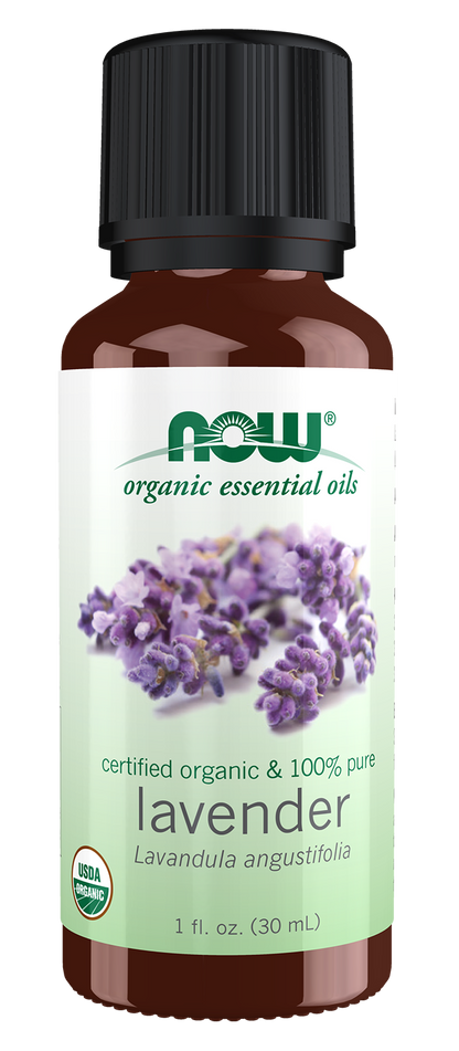 NOW Essential Oils, Organic Lavender Oil, Steam Dist., Undiluted, 1 fl. oz
