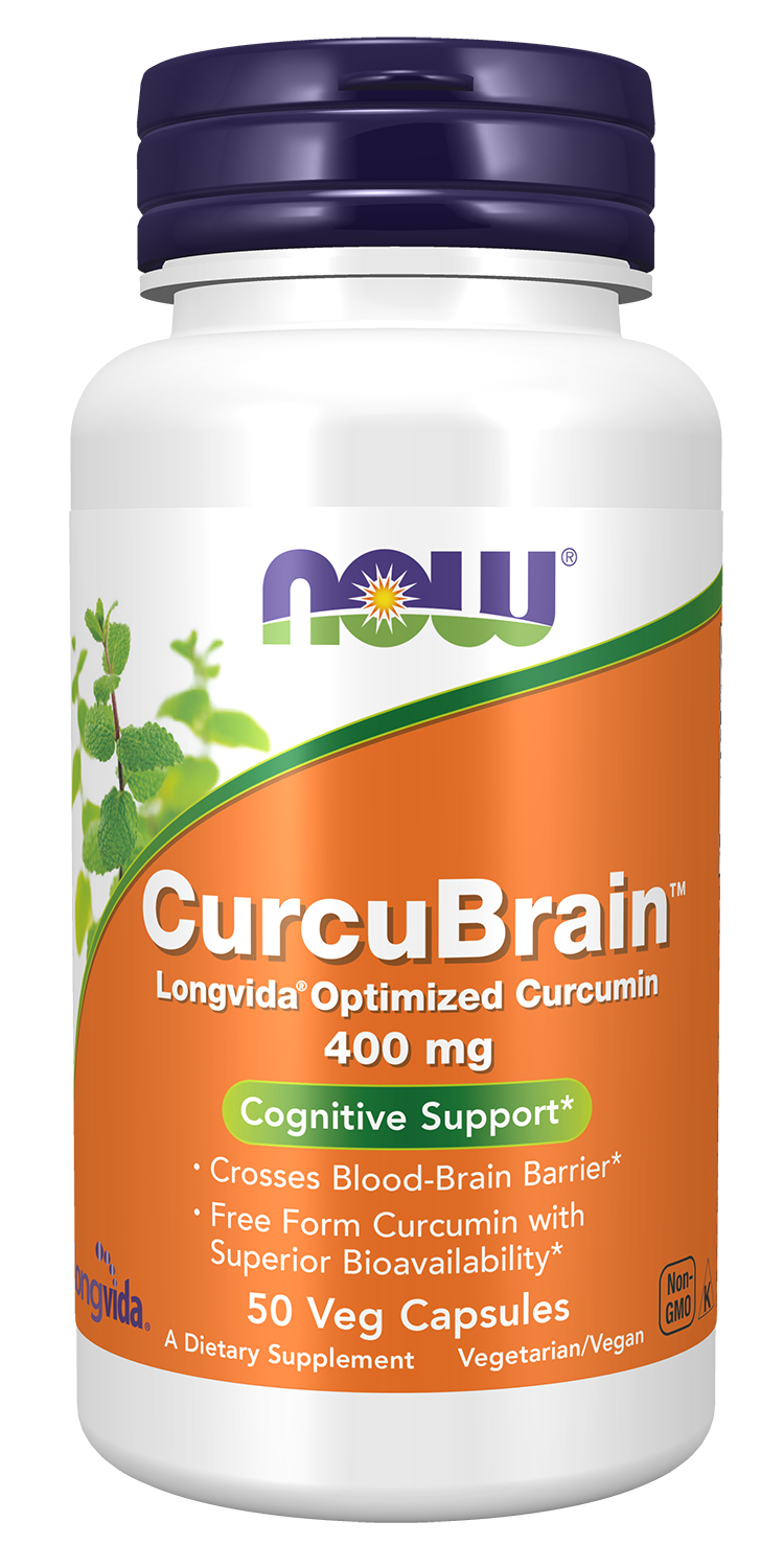 NOW Supplements, CurcuBrain™ 400 mg with Longvida® Curcumin, 50 Veg Caps