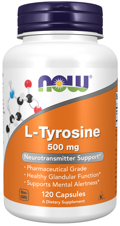 NOW Supplements, L-Tyrosine 500 mg, Supports Mental Alertness*, 120 Caps
