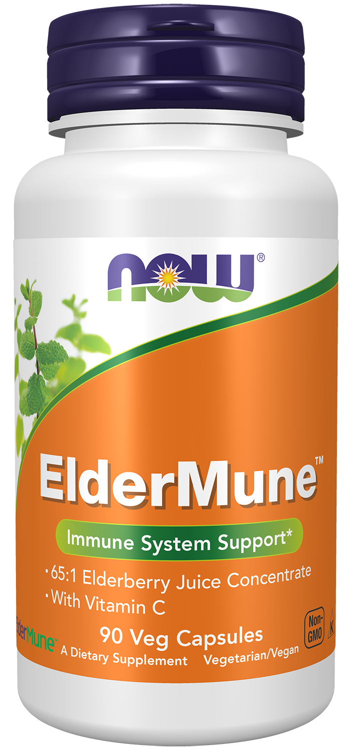 NOW Supplements, ElderMune 65:1 Elderberry Juice Concentrate,  90 Veg Caps