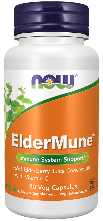 NOW Supplements, ElderMune 65:1 Elderberry Juice Concentrate,  90 Veg Caps