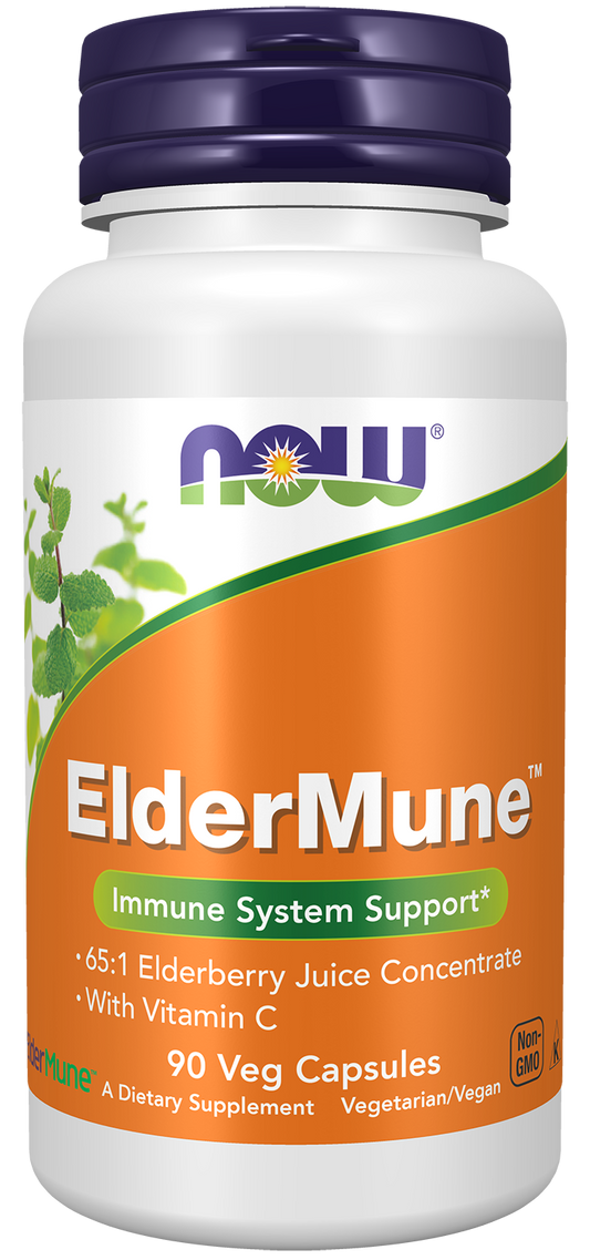 NOW Supplements, ElderMune 65:1 Elderberry Juice Concentrate,  90 Veg Caps