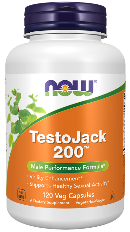NOW Supplements, TestoJack™ 200 with Tongkat Ali, Tribulus, 120 Veg Caps
