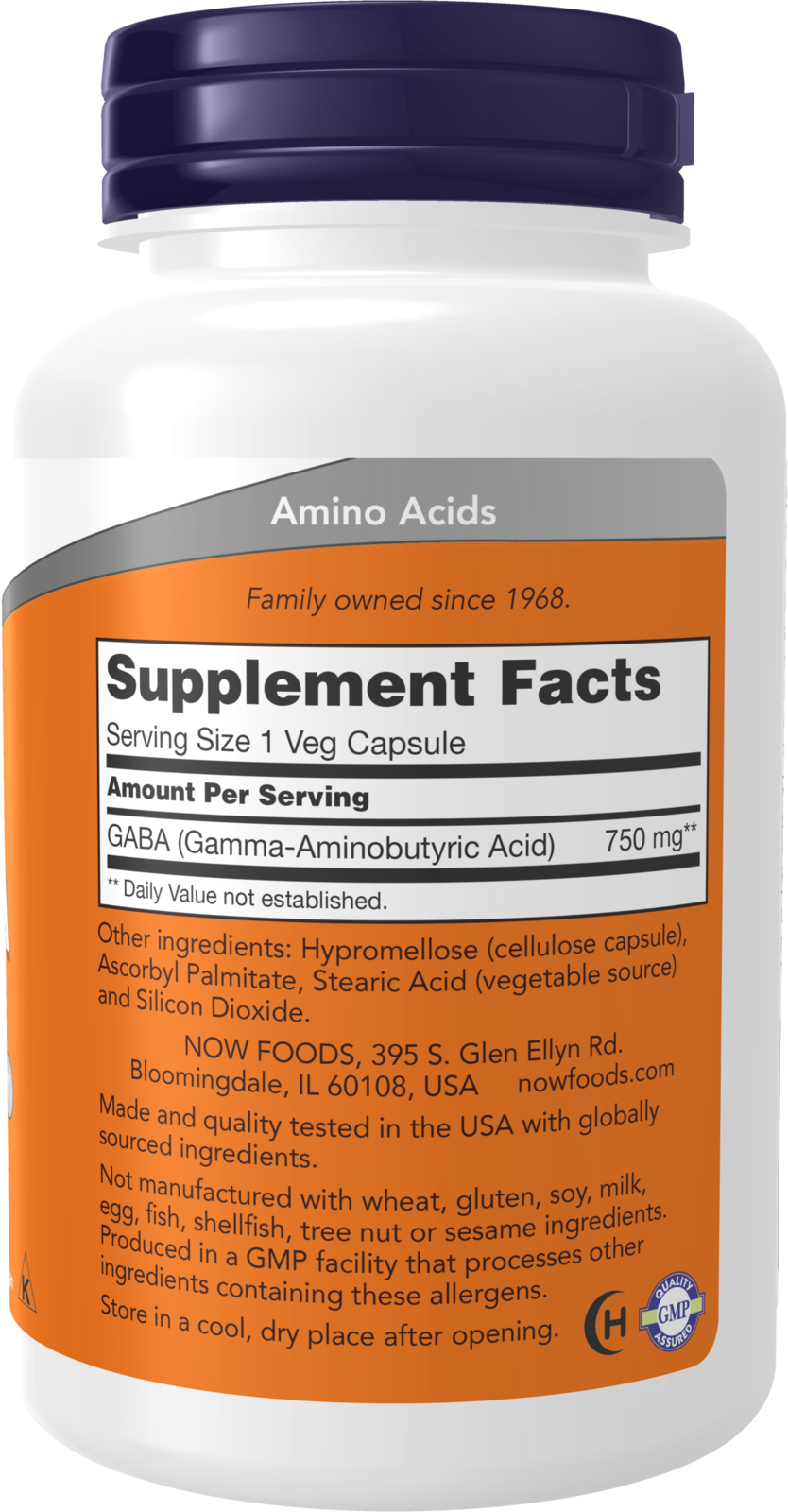 NOW Supplements, GABA 750mg, Cognitive Support*, 100 Veg Caps