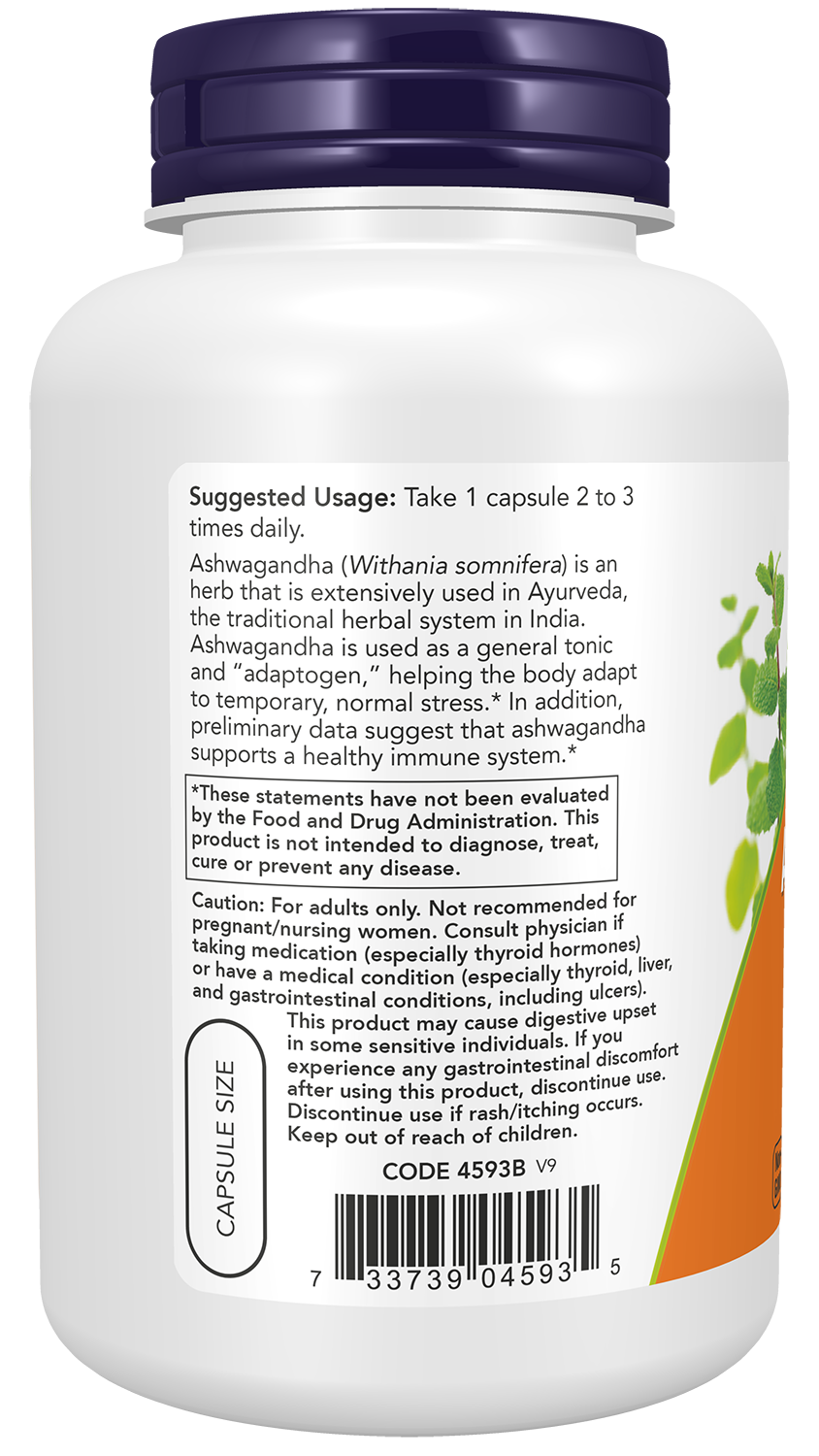 NOW Supplements, Ashwagandha 450 mg (Standardized Extract), 180 Veg Caps