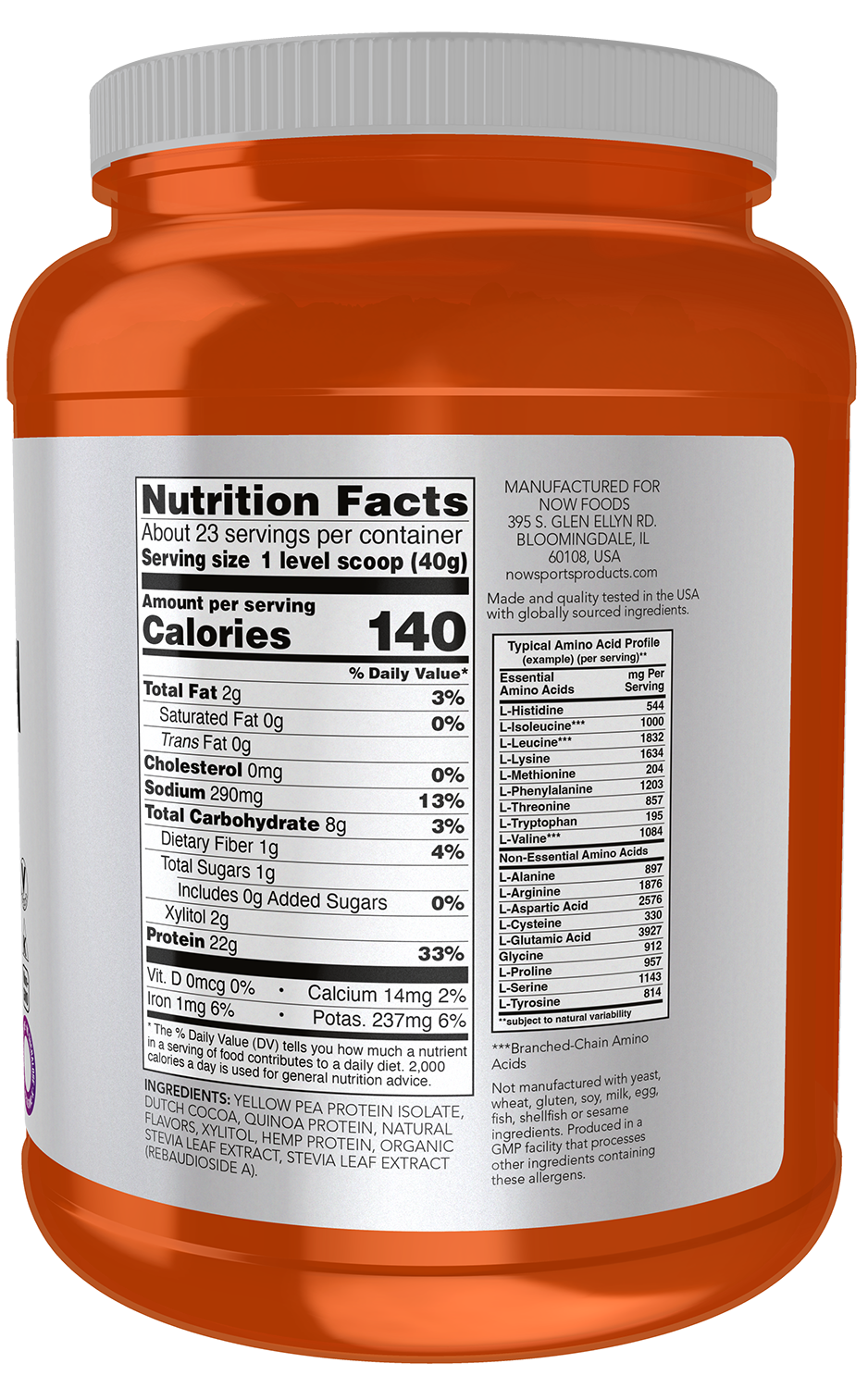 NOW Sports, Plant Protein Complex  22 g, Chocolate Mocha, 2 lbs