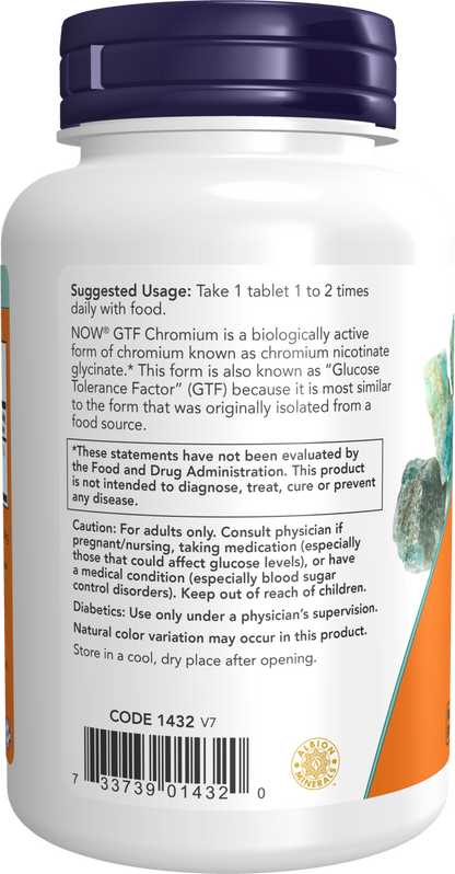 NOW Supplements, GTF (Glucose Tolerance Factor) Chromium 200 mcg, 250 Tabs