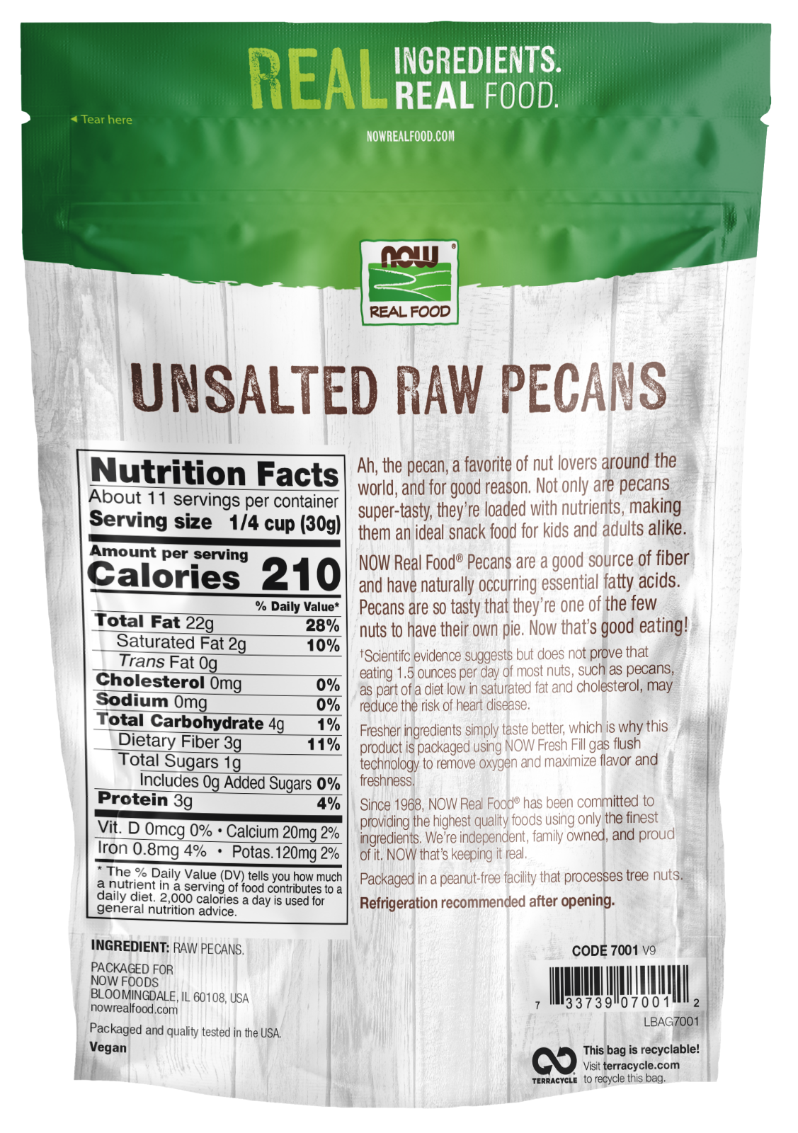 NOW Foods, Pecans, Halves and Pieces, Raw, Unsalted, 12 oz