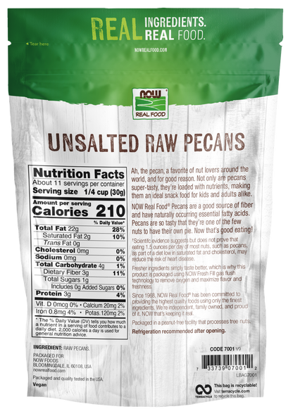 NOW Foods, Pecans, Halves and Pieces, Raw, Unsalted, 12 oz