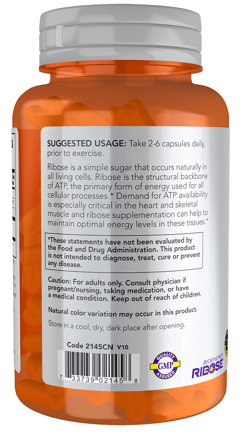 NOW Sports, D-Ribose 750 mg, Energy Production*, 120 Veg Caps