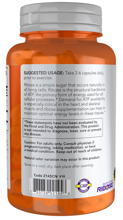 NOW Sports, D-Ribose 750 mg, Energy Production*, 120 Veg Caps