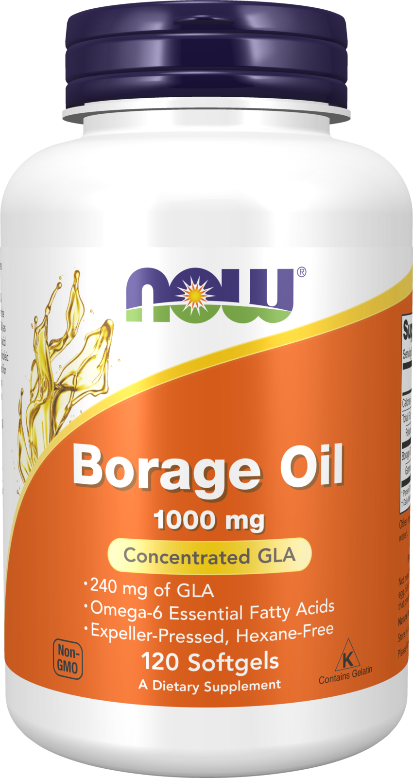 NOW Supplements, Borage Oil 1,000 mg with 240mg  GLA, 120 Softgels