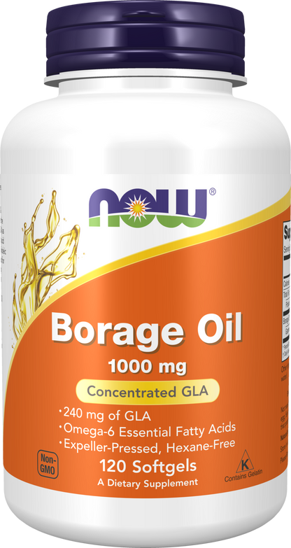 NOW Supplements, Borage Oil 1,000 mg with 240mg  GLA, 120 Softgels