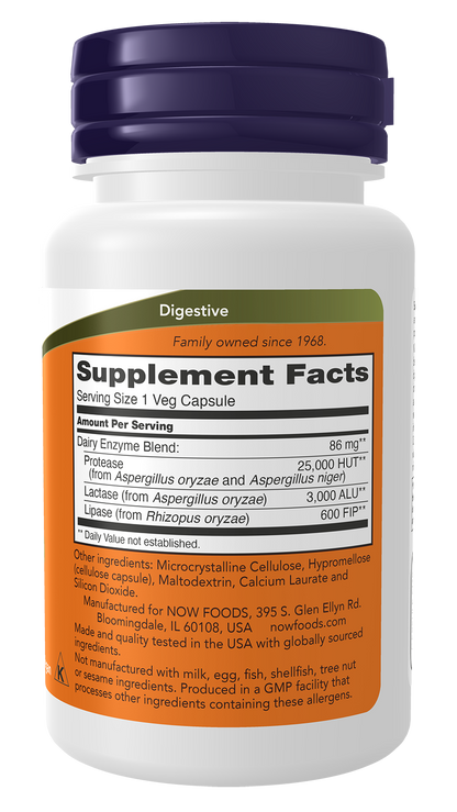 NOW Supplements, Dairy Digest Complete, Digests Lactose*, 90 Veg Caps