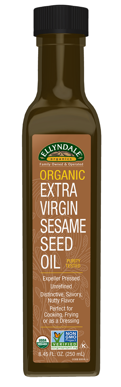 NOW Foods, Certified Organic Extra Virgin Sesame Seed Oil, Purity Tested, Unrefined, Expeller Pressed, Distinctive Savory Nutty Flavor, Certified Non-GMO, 8.45-Ounce