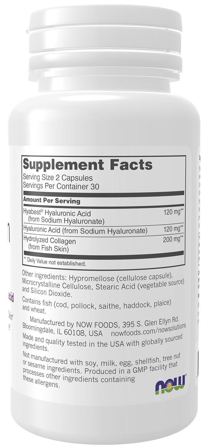 NOW Solutions, Hydration Rescue with Hyabest® hyaluronic acid, 60 Caps