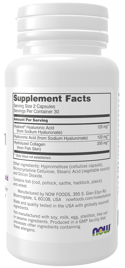 NOW Solutions, Hydration Rescue with Hyabest® hyaluronic acid, 60 Caps