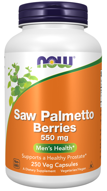 NOW Supplements, Saw Palmetto Berries 550 mg, Men's Health*, 250 Veg Caps