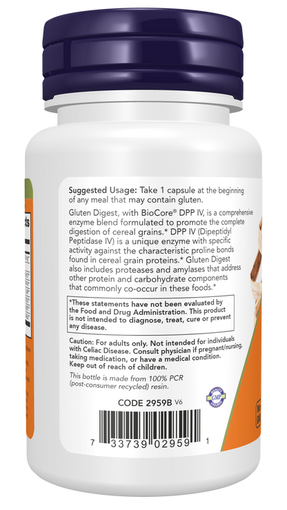 NOW Supplements, Gluten Digest with BioCore®DPP IV, 60 Veg Caps