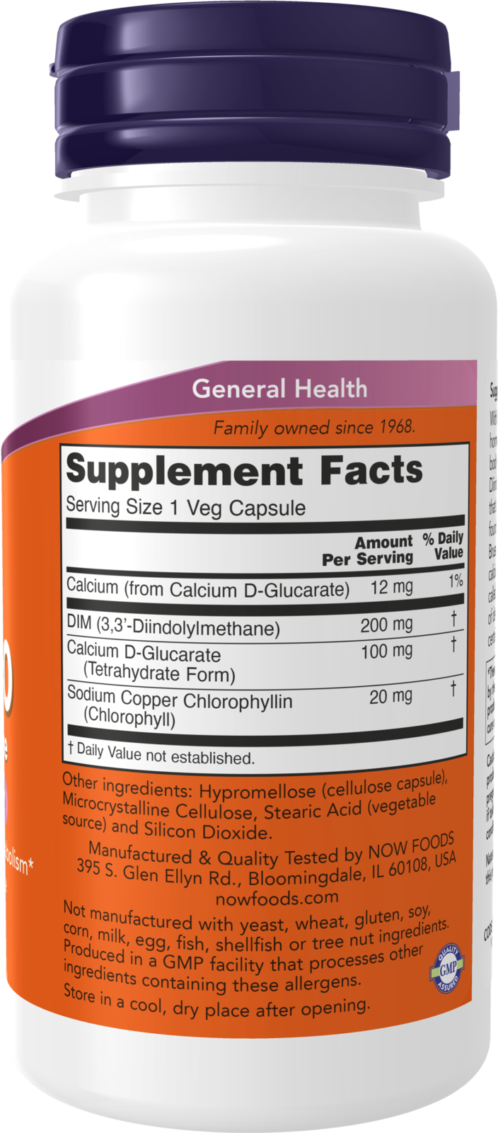 NOW Supplements, DIM 200 with Calcium D-Glucarate, 90 Veg Caps