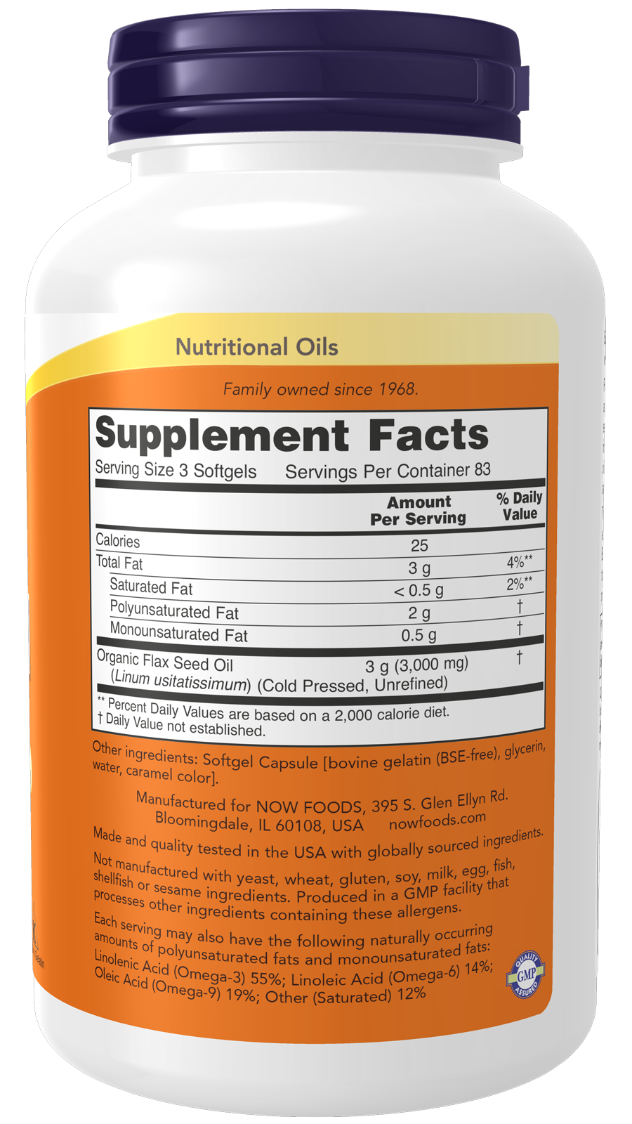 NOW Supplements, Flax Oil 1,000 mg, Cardiovascular Support*, 250 Softgels
