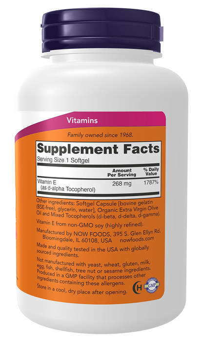 NOW Supplements, Vitamin E-400 IU Mixed Tocopherols, 250 Softgels