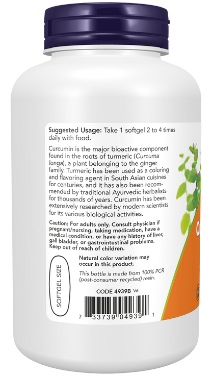 NOW Supplements, Tumeric Curcumin Gels, With 95% Curcuminoids, 120 Softgels