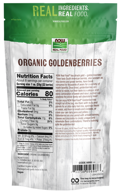 NOW Foods, Organic GoldenBerries, South American Superfruit, 8 oz