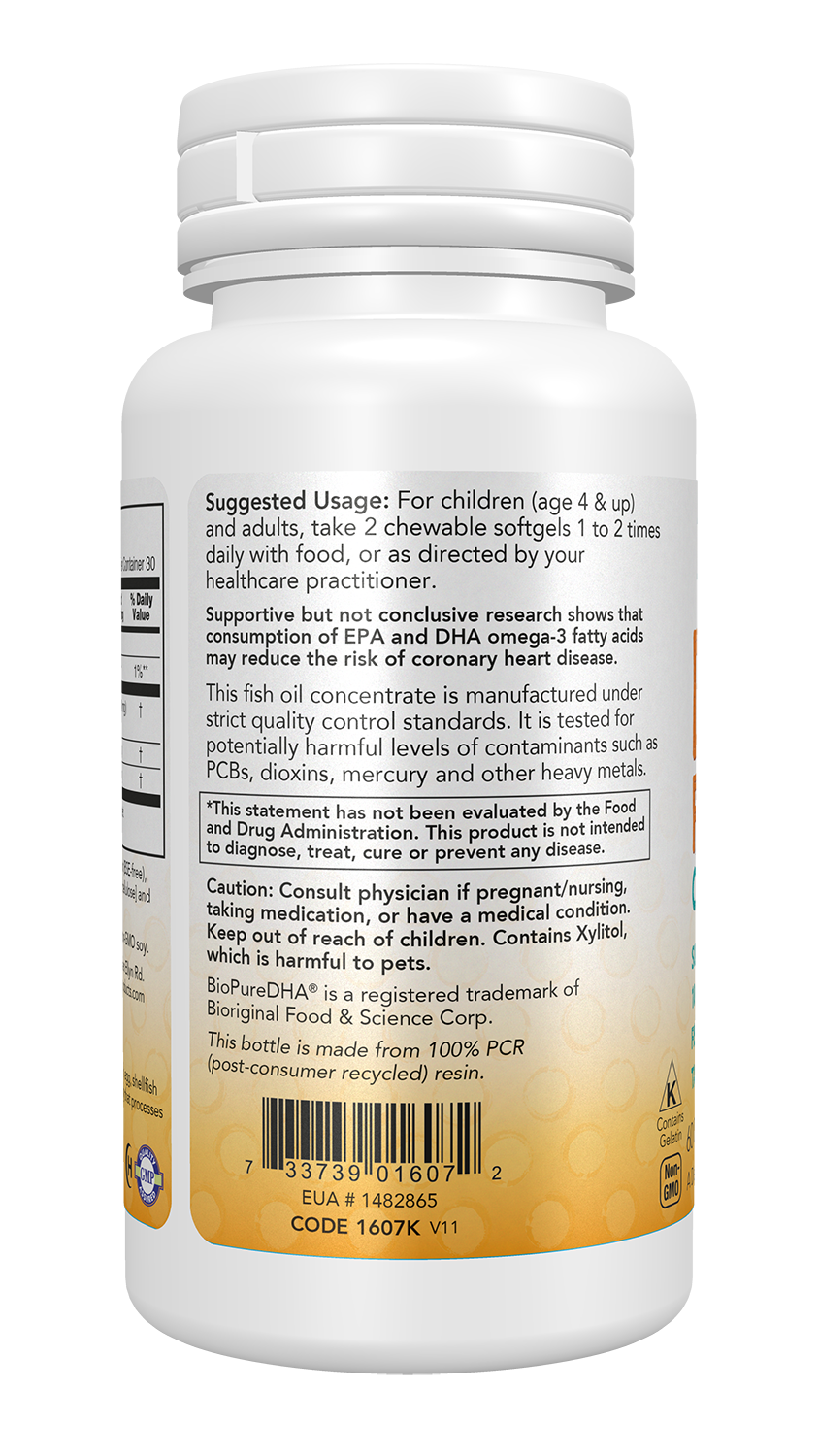 NOW Supplements, DHA Kids 100 mg, Fruit Flavor, 60 Chewable Softgels