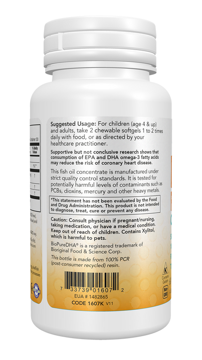 NOW Supplements, DHA Kids 100 mg, Fruit Flavor, 60 Chewable Softgels
