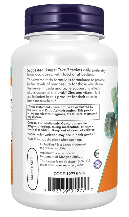 NOW Supplements, Magnesium & Calcium, With Vitamin D3 and Zinc, 100 Tabs