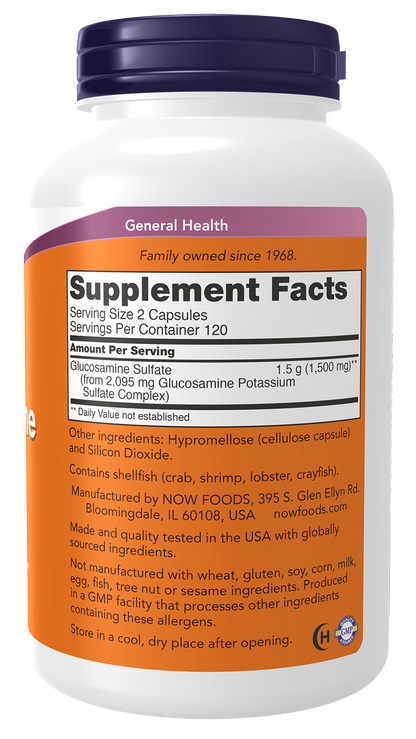 NOW Supplements, Glucosamine Sulfate 750 mg, 240 Veg Capsules